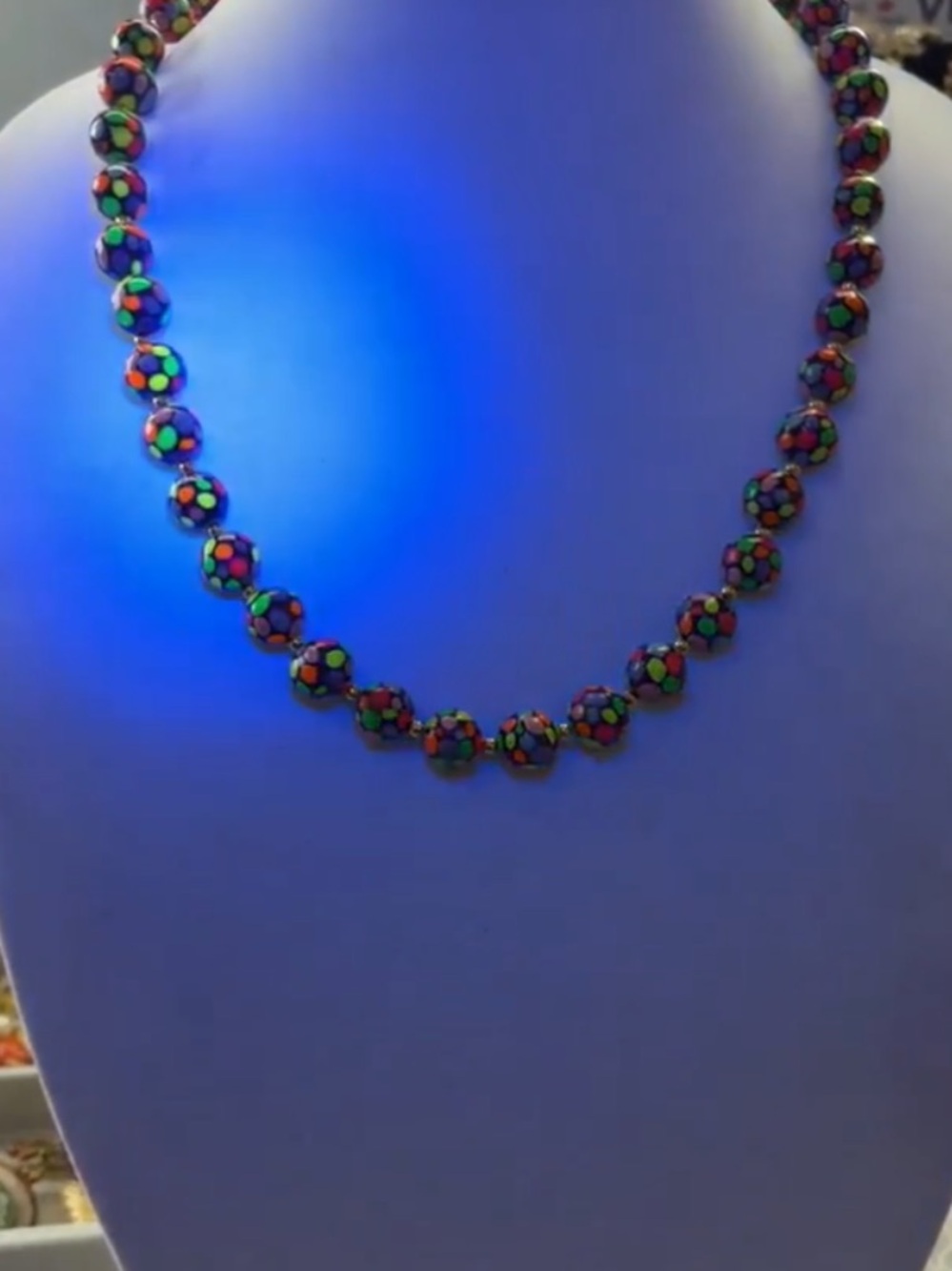 Hand-Painted dot Multicolor Bead glow Necklace Women Jewelry one size 24” length